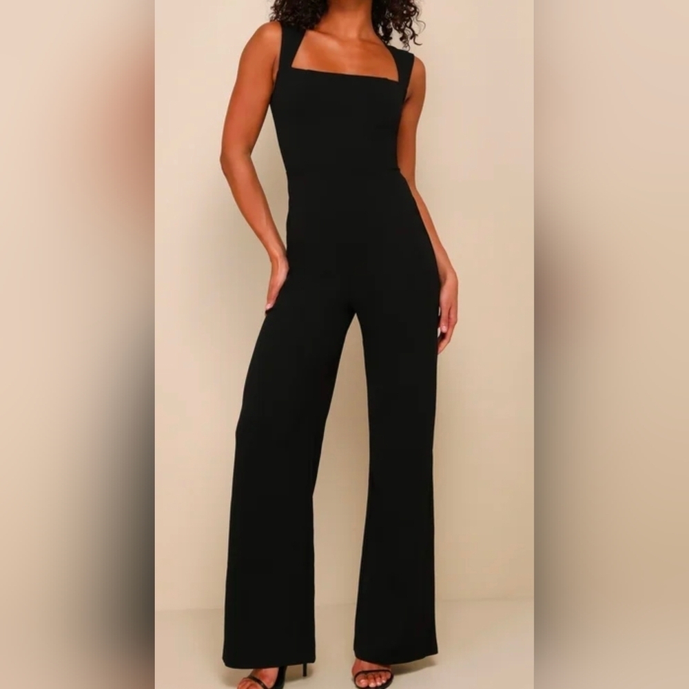 Lulus Enticing Endeavors Sleeveless Black Jumpsuit, Size Small